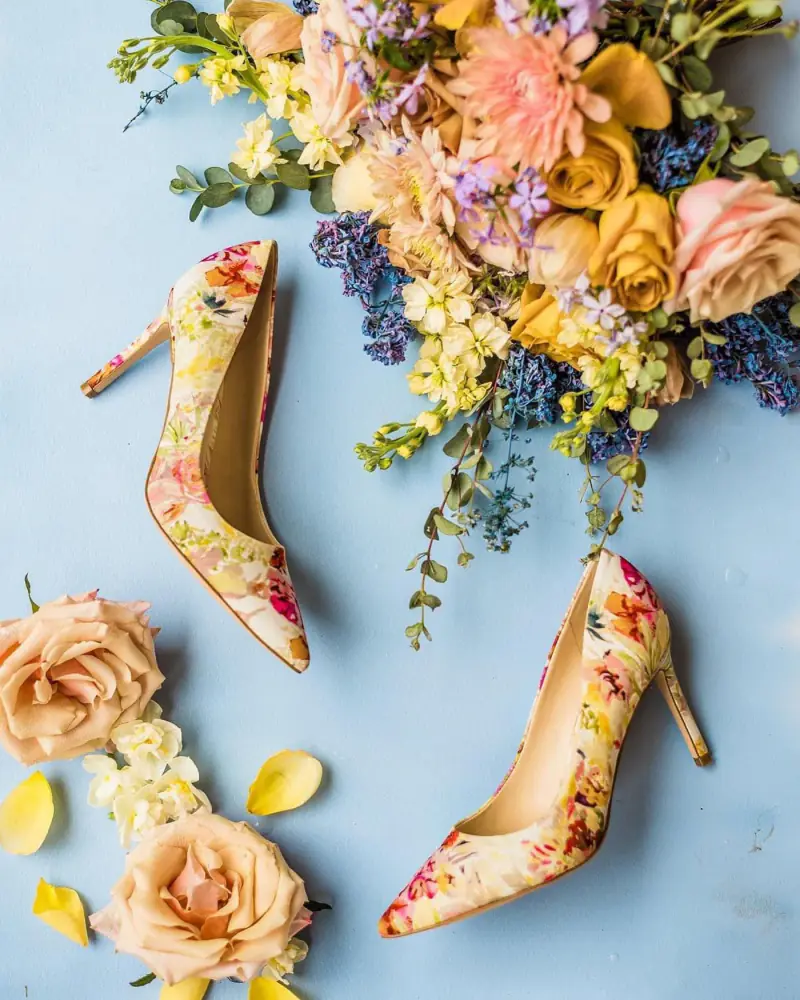 Floral heels styled with roses