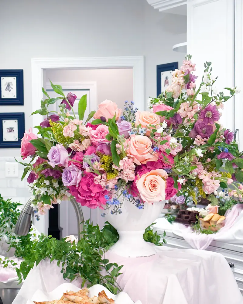 Floral arrangement on a book