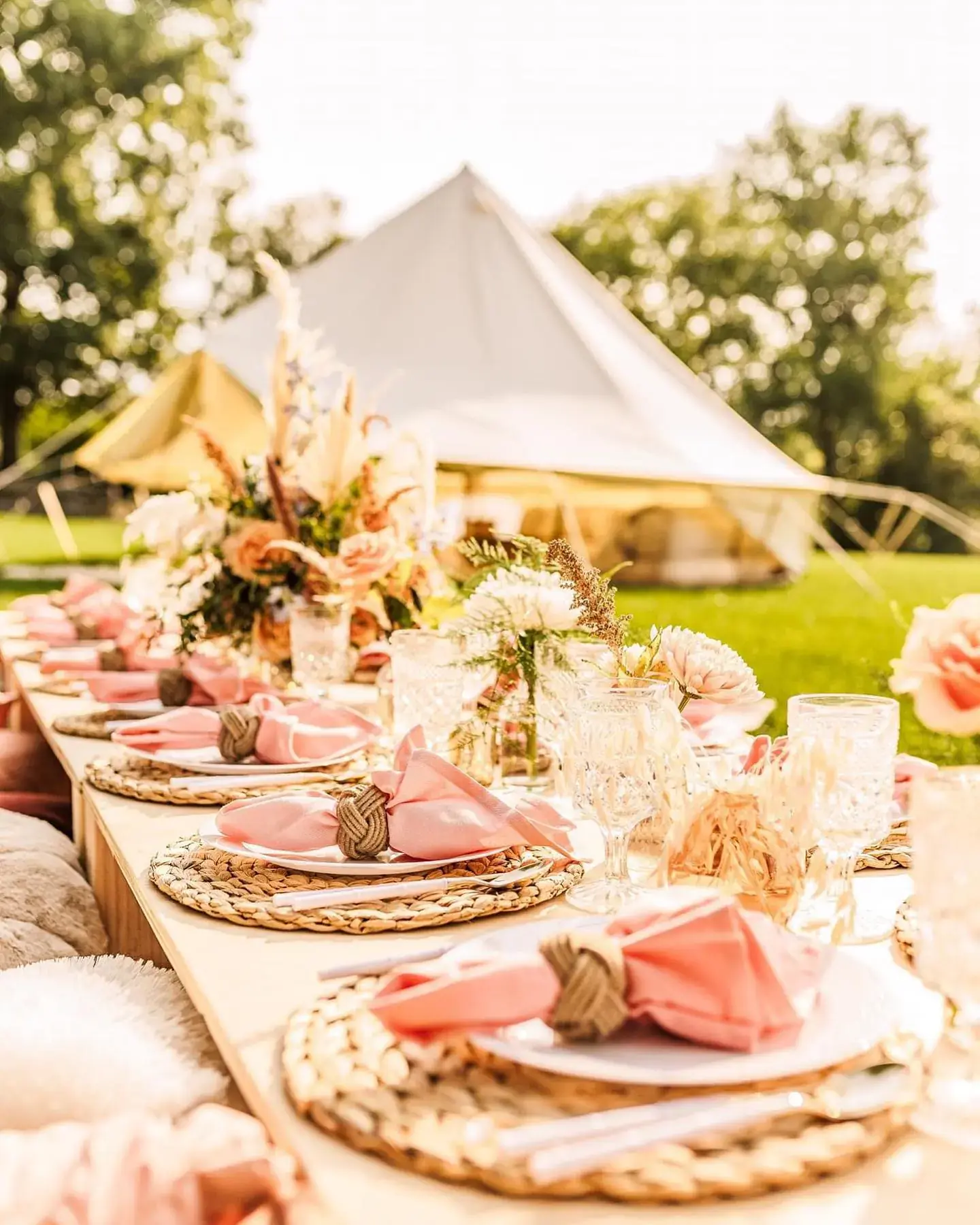 Bell tent, evening picnic