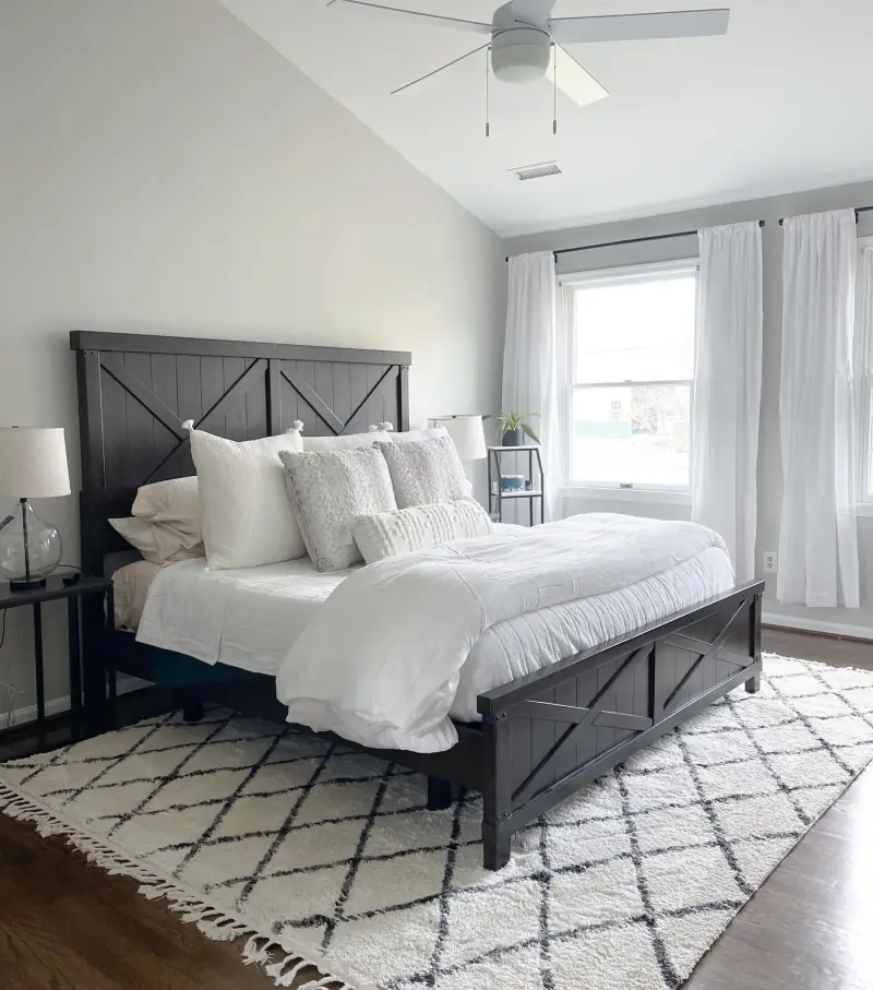 Bedroom with dark walls
